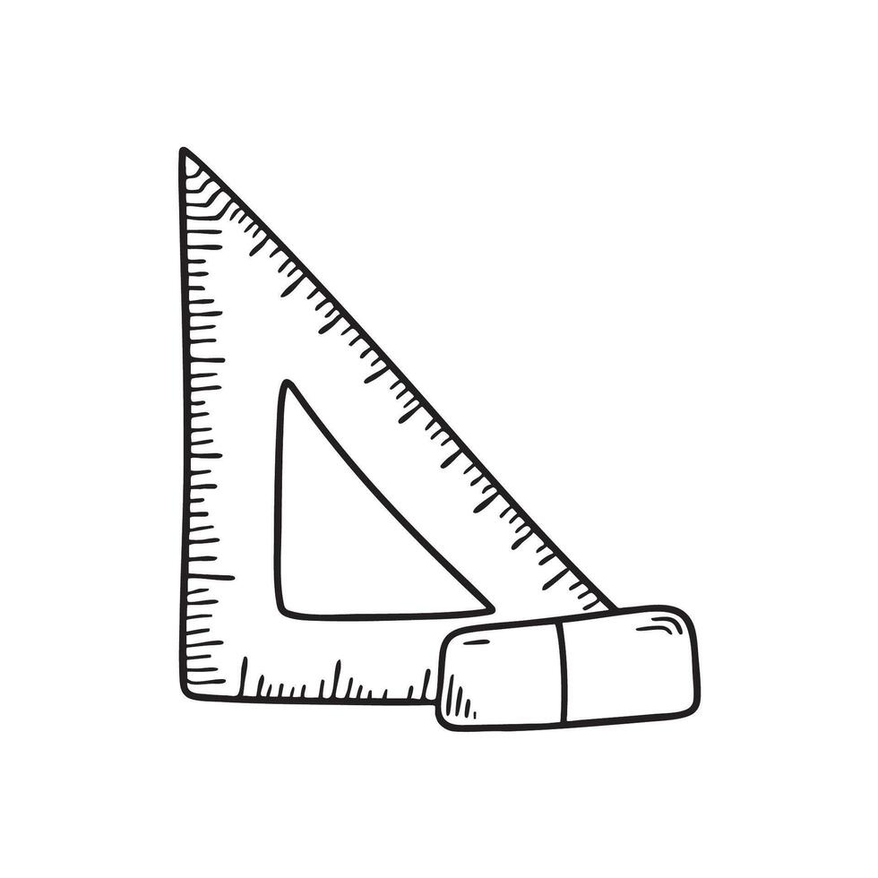 A triangle ruler next to a marked eraser vector
