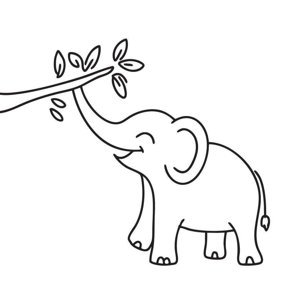 An elephant's trunk stretching toward a tree branch vector