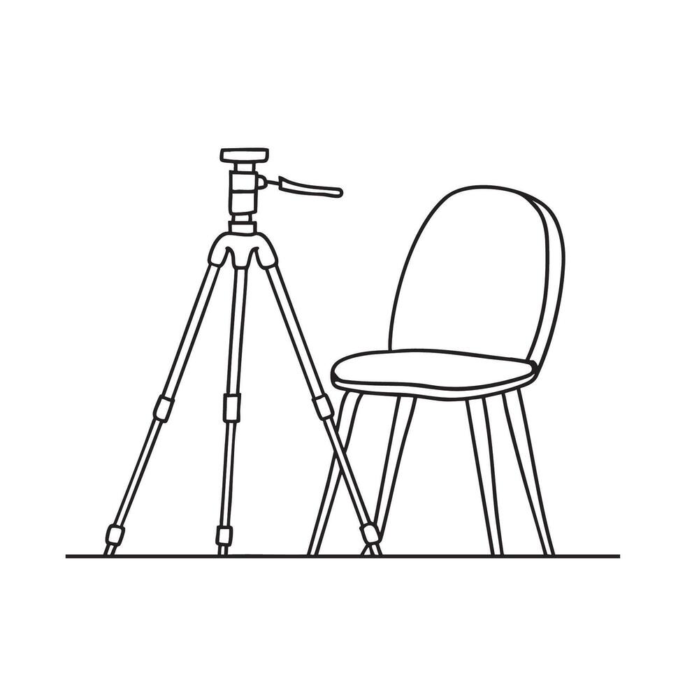 A tripod leaning on a chair vector