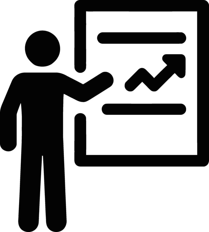 Person Presenting a Growth Chart on a Board vector
