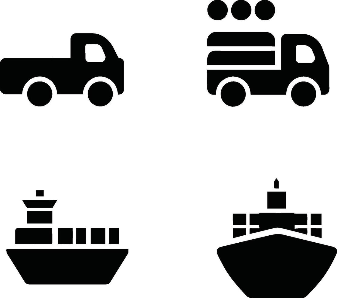 Black and White Transportation Icons Set vector