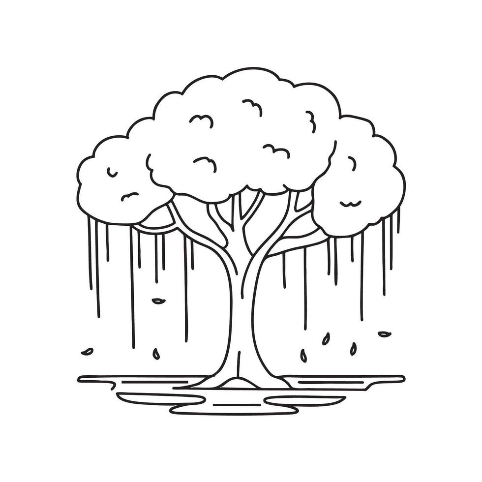 A tree with broad branches hanging low vector