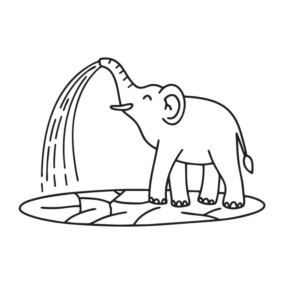 Dry earth hit by a stream from an elephan trunk vector