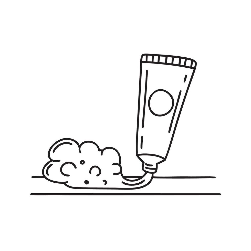 A toothpaste tube lying next to a foam trail on the counter vector