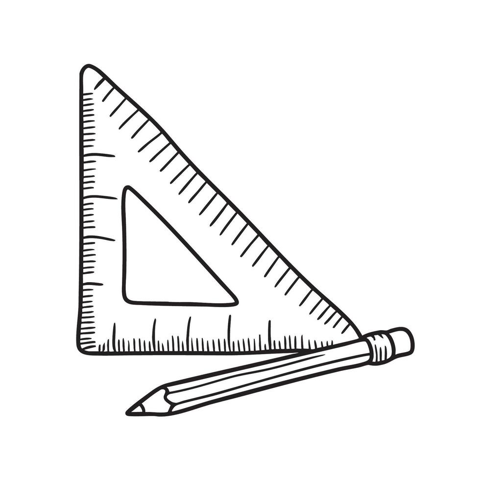 A triangle ruler placed alongside a pencil vector
