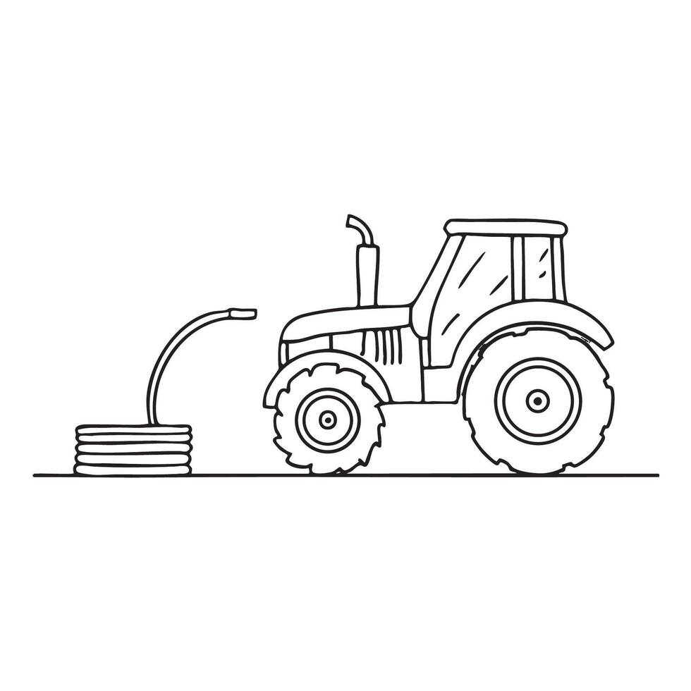 A tractor resting beside a faucet with hose vector