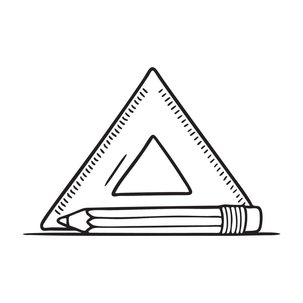 A triangle ruler lying beside a pencil vector