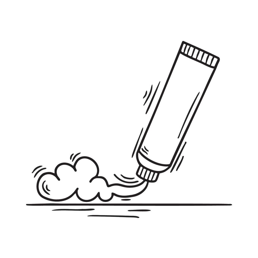 A toothpaste tube lying next to a foam trail vector