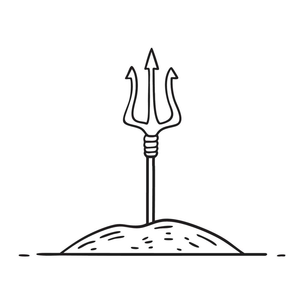 A trident stuck in the sand vector