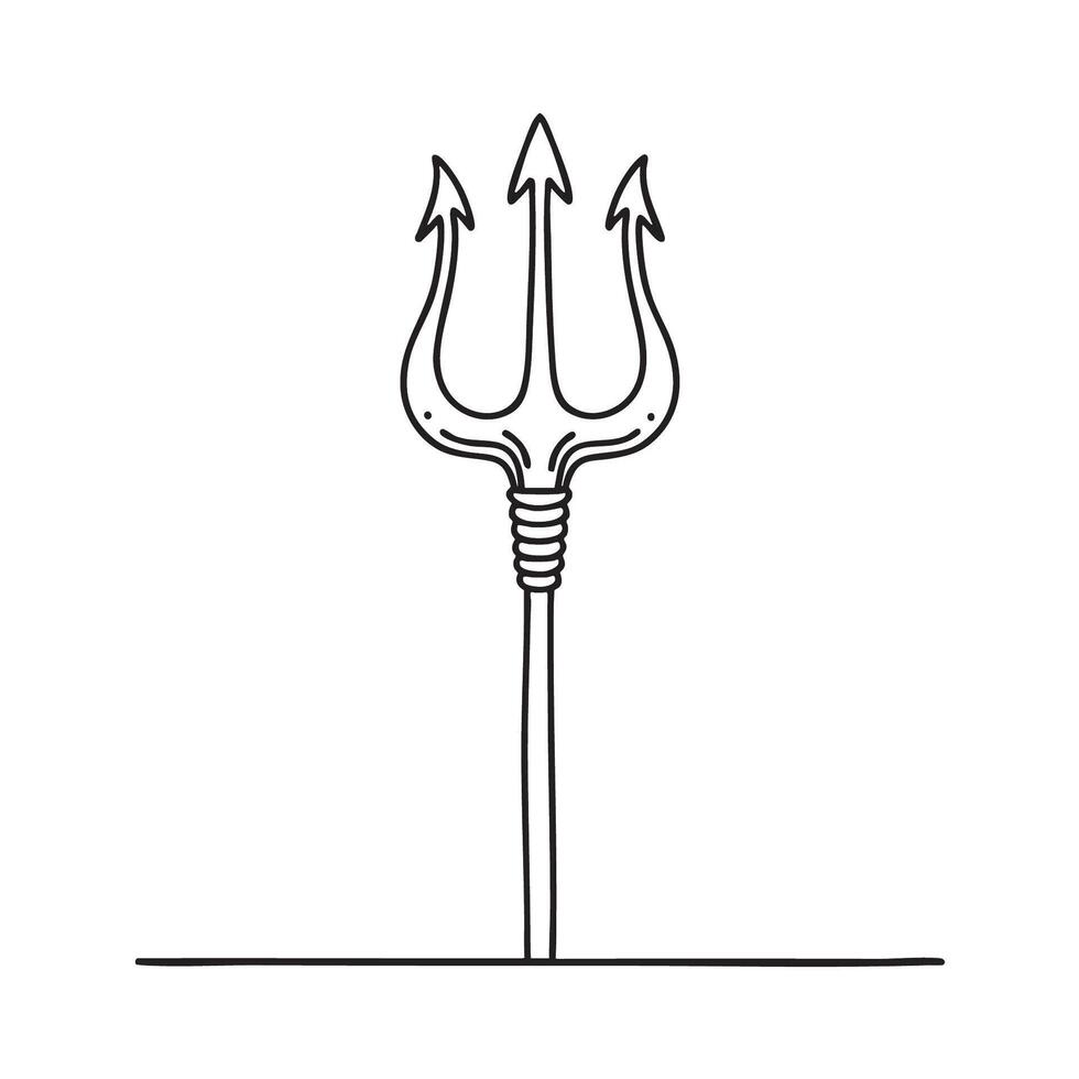 A trident showing slightly twisted prongs vector