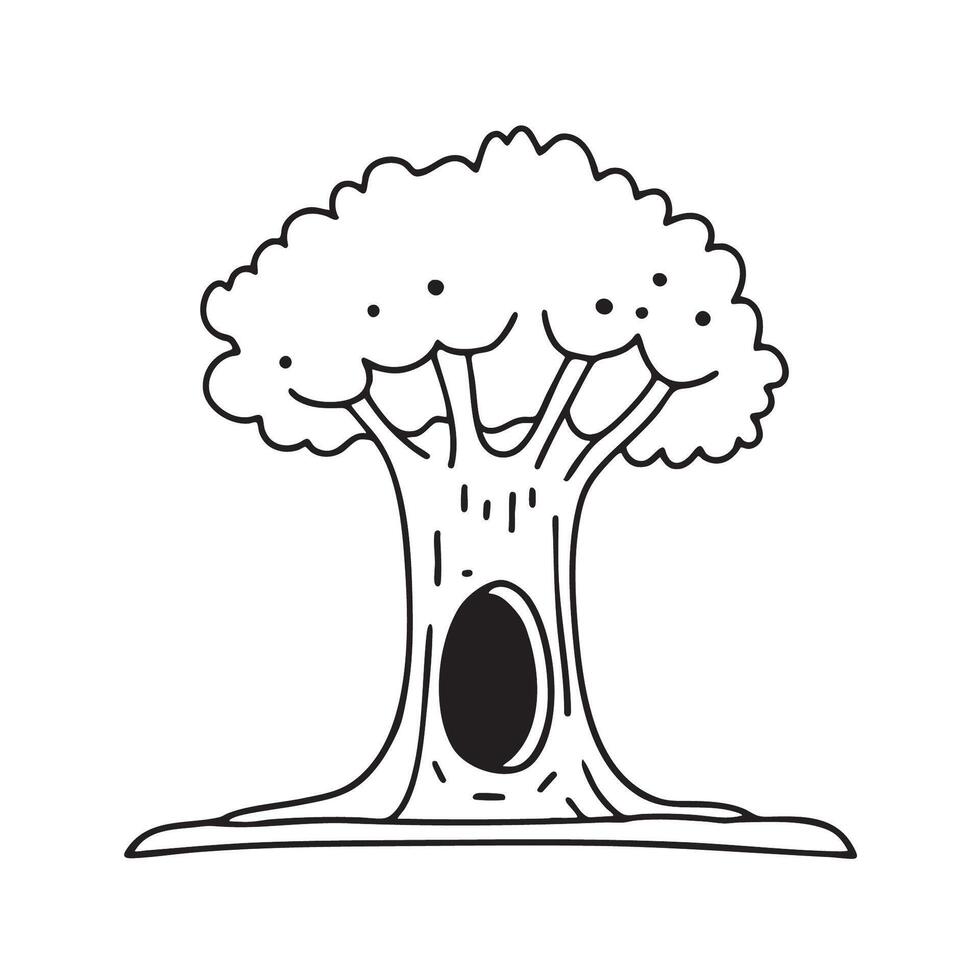A tree showing a hollow at its base vector