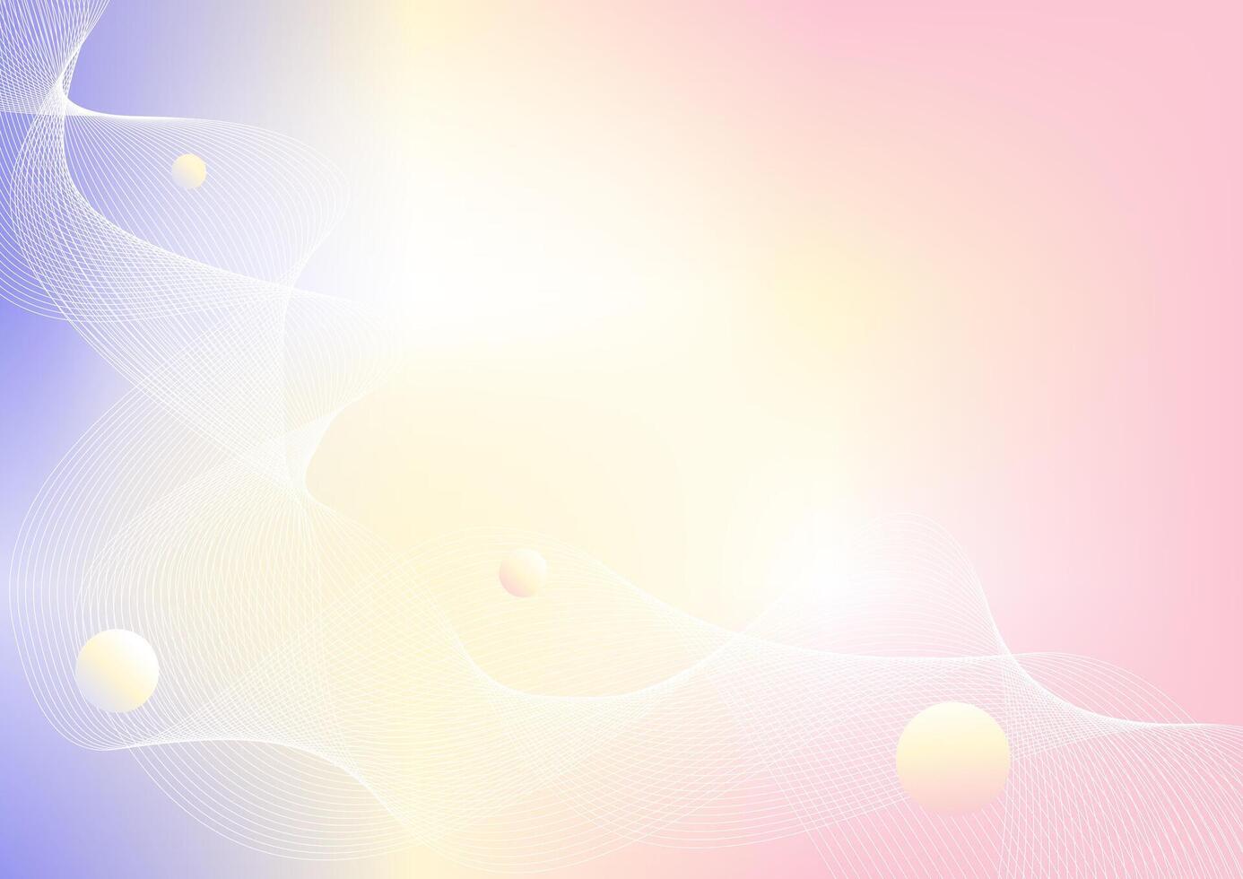 Abstract gradient pastel background with wavy lines and circle vector