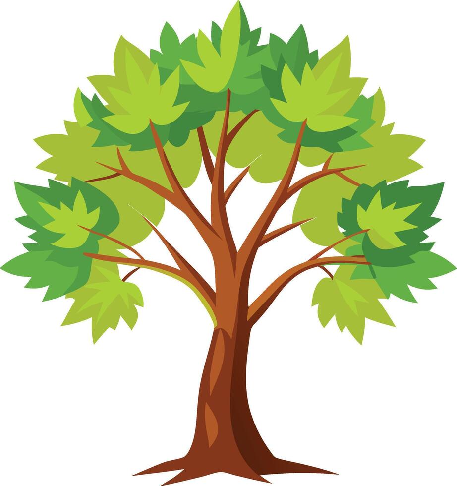 Autumn Maple Tree Artwork with Green Leaves vector