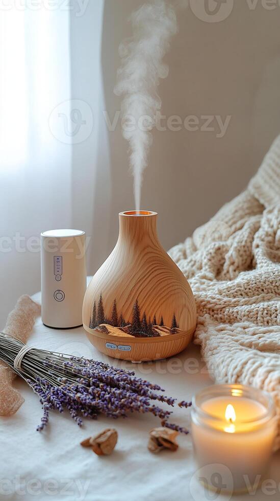 Wooden Essential Oil Diffuser with Complementary Items photo