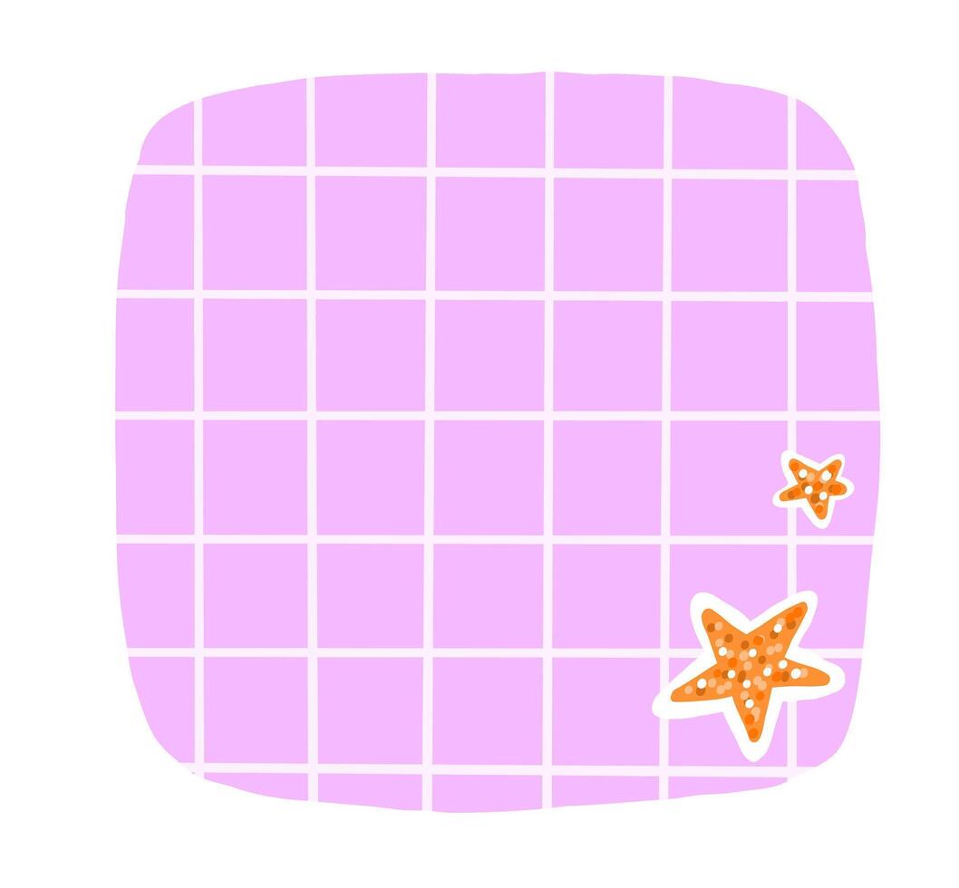 Kids paper memo sticker with grid pattern in pink color vector