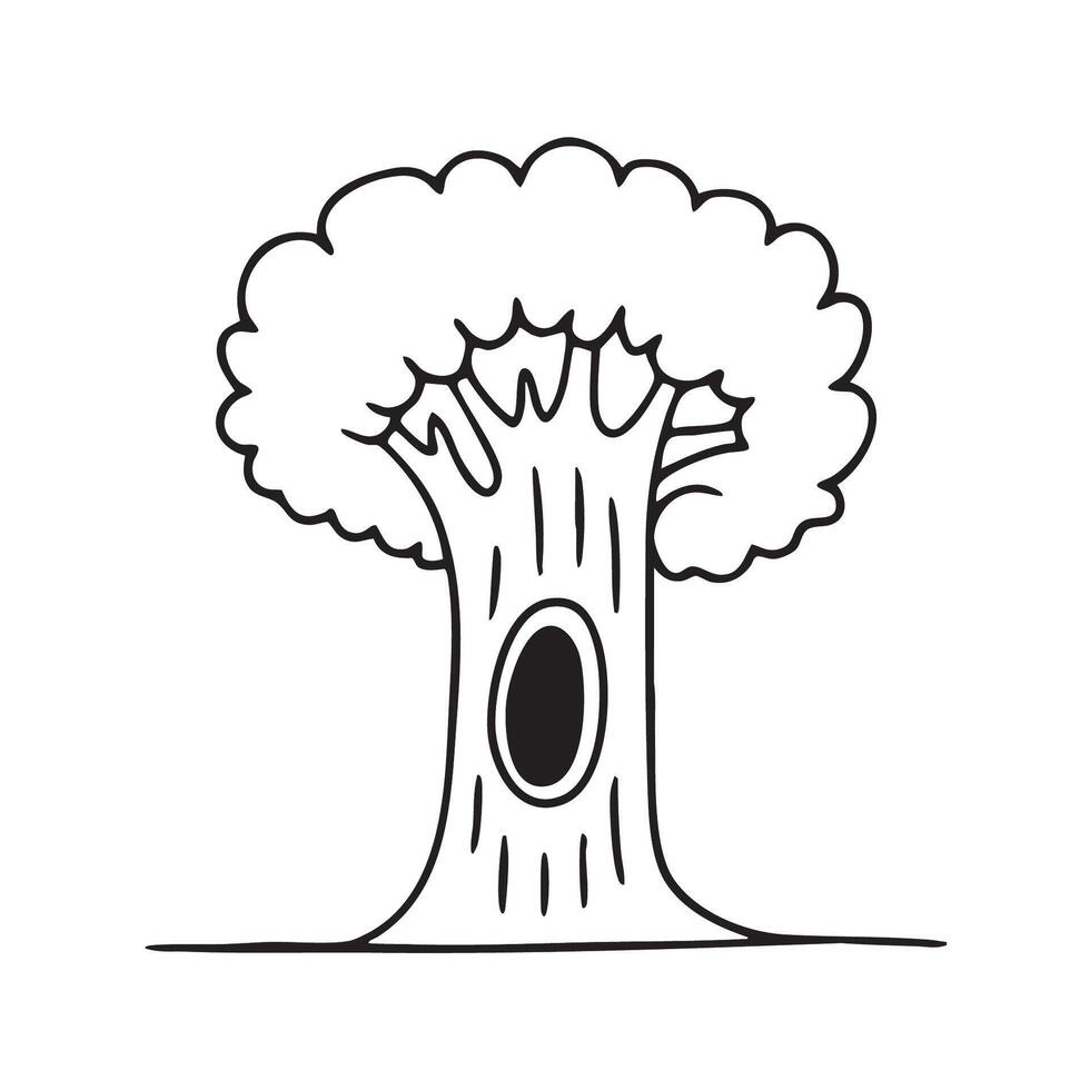 A tree trunk featuring a natural hollow vector