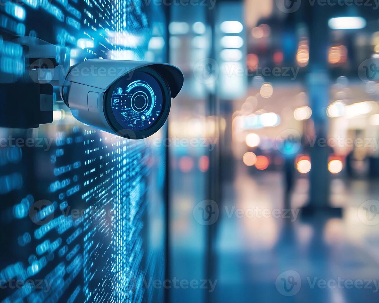 Security Camera and Data Stream at Night photo