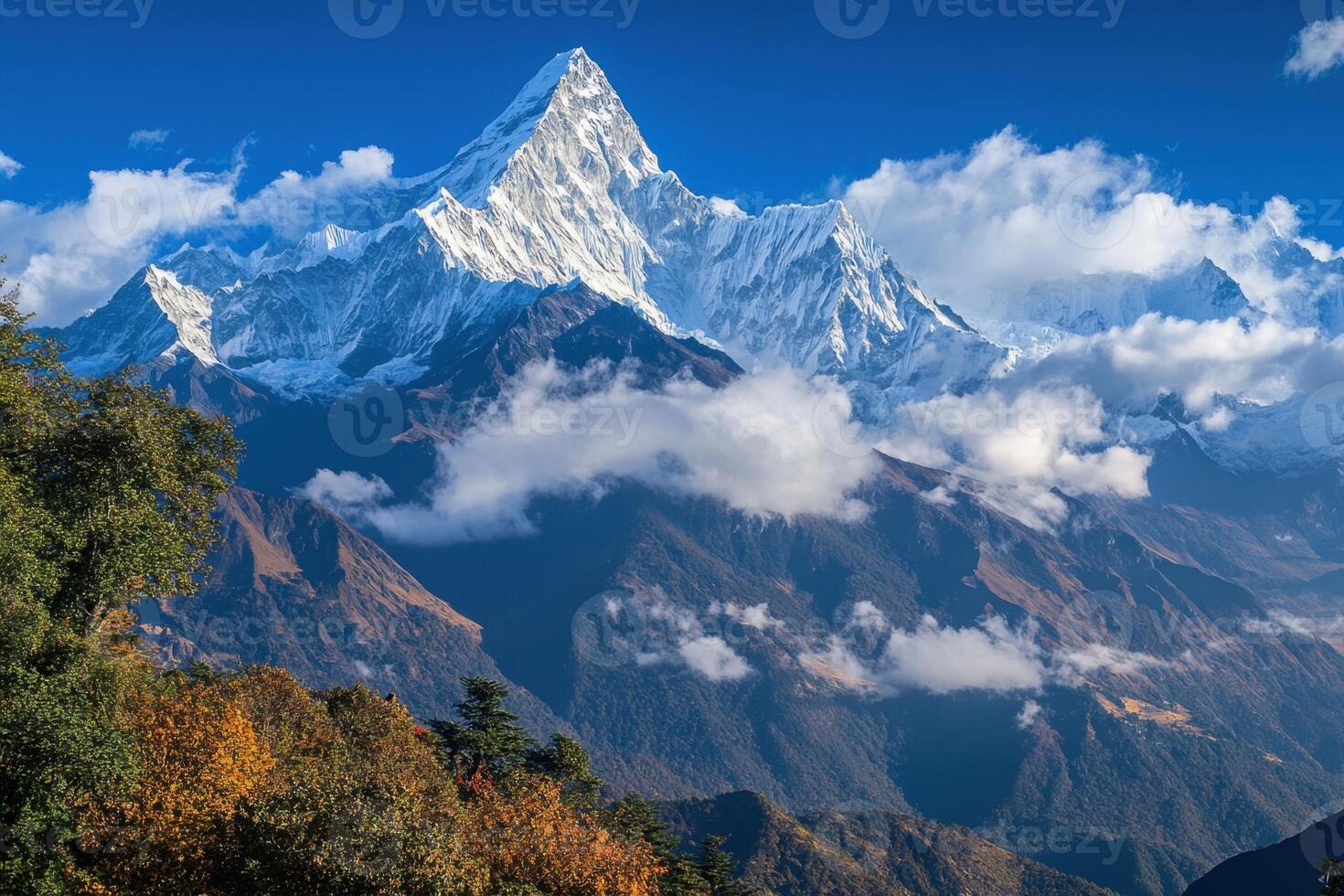 the snow capped mountains of nepal photo