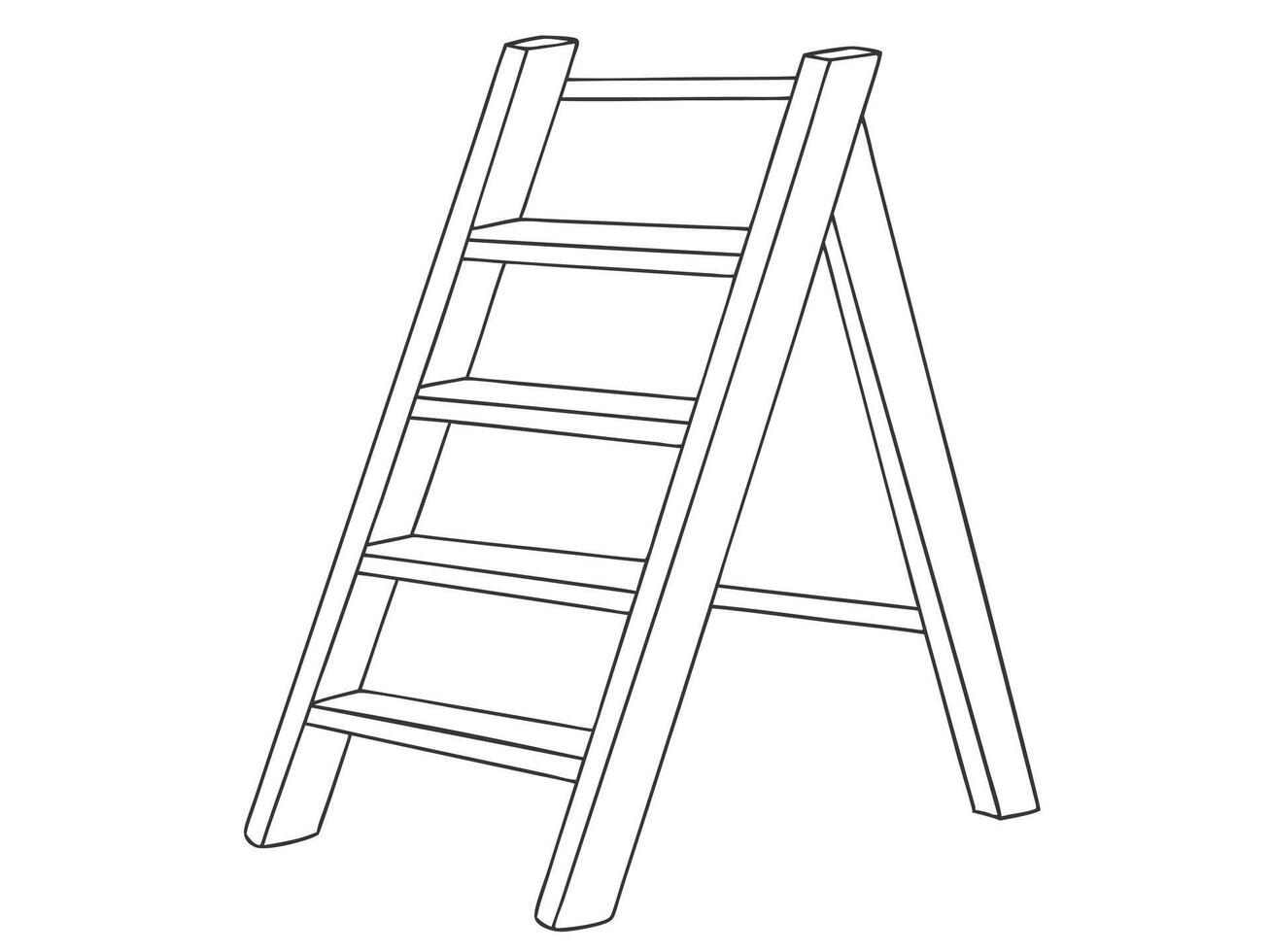 Simple hand drawn illustration of a wooden step ladder for construction or general home use. vector