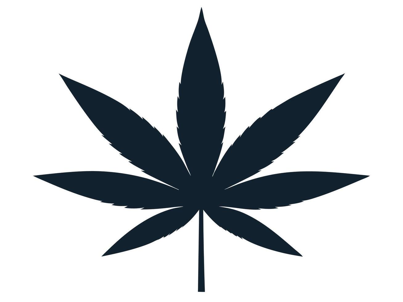 Simple black marijuana leaf silhouette against a white background perfect for multiple design purposes. vector