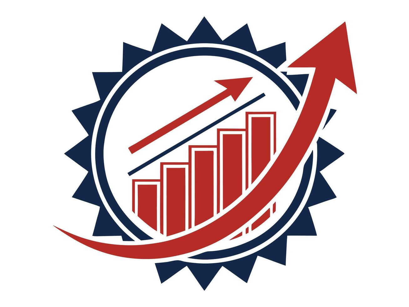 Illustrated icon of business growth showing upward trends and rising financial performance successfully vector