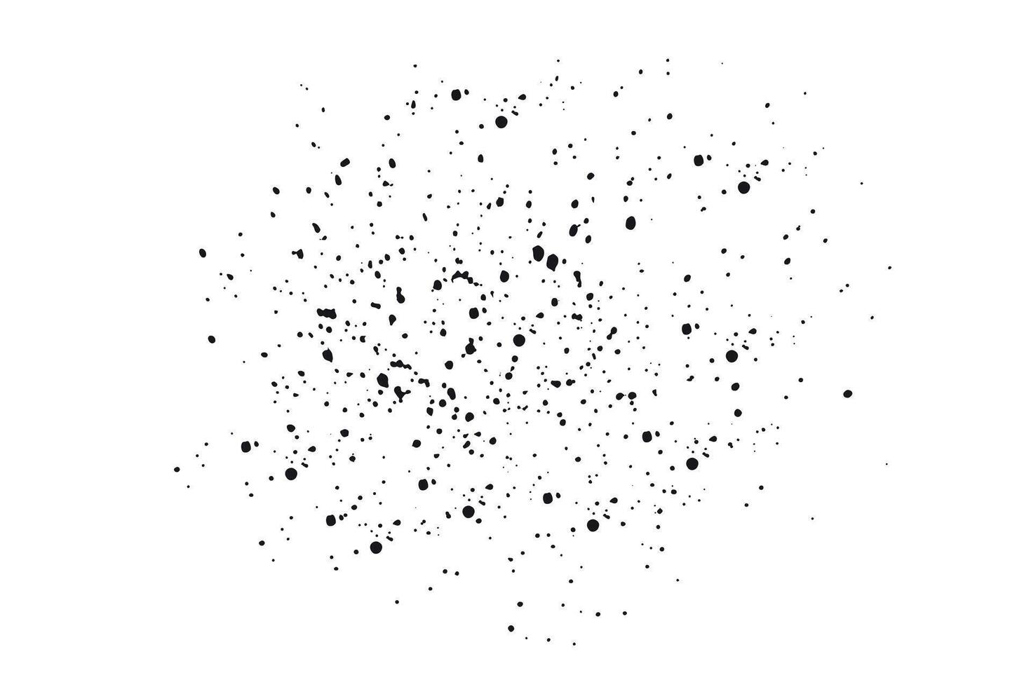 Random ink splatter texture with black drops and scattered spots isolated on white background for design vector