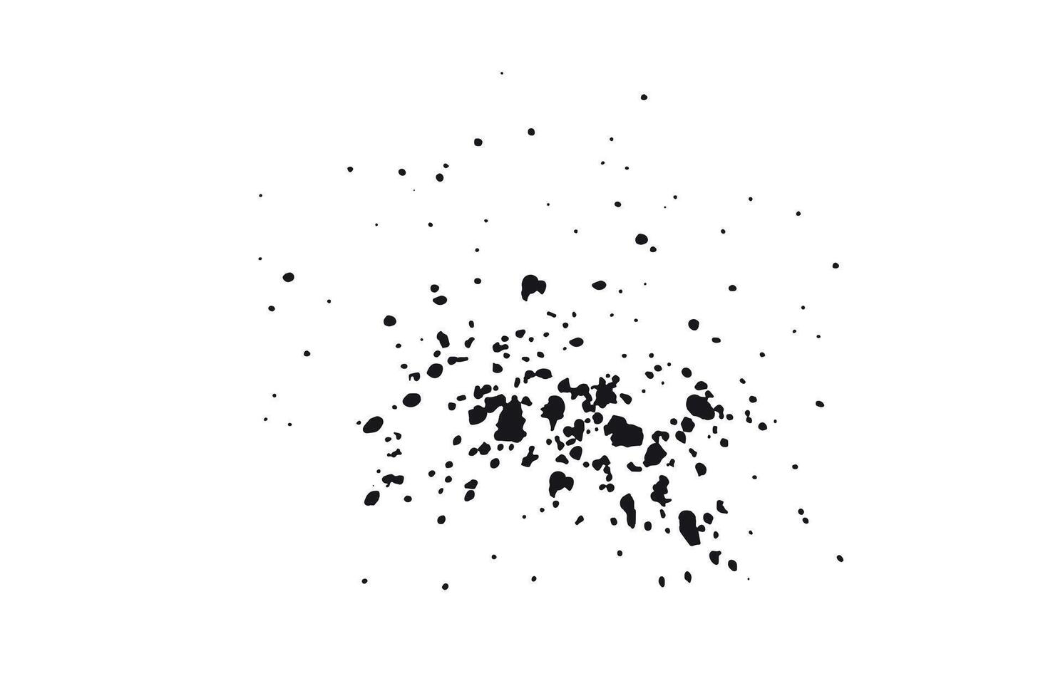 Black ink splatter explosion on white background isolated texture with scattered grunge droplets vector