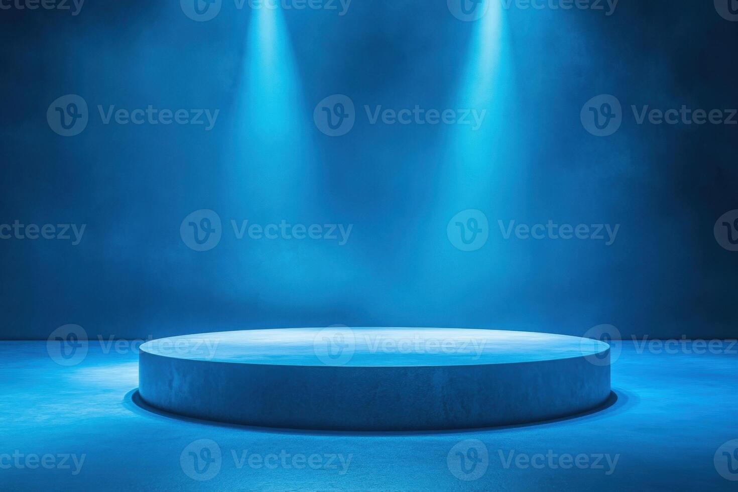 stage with spotlight on stage with blue lights photo