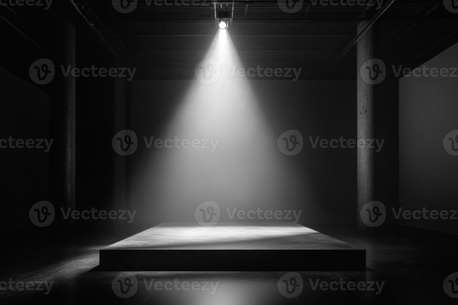 an empty room with a spotlight shining on it photo