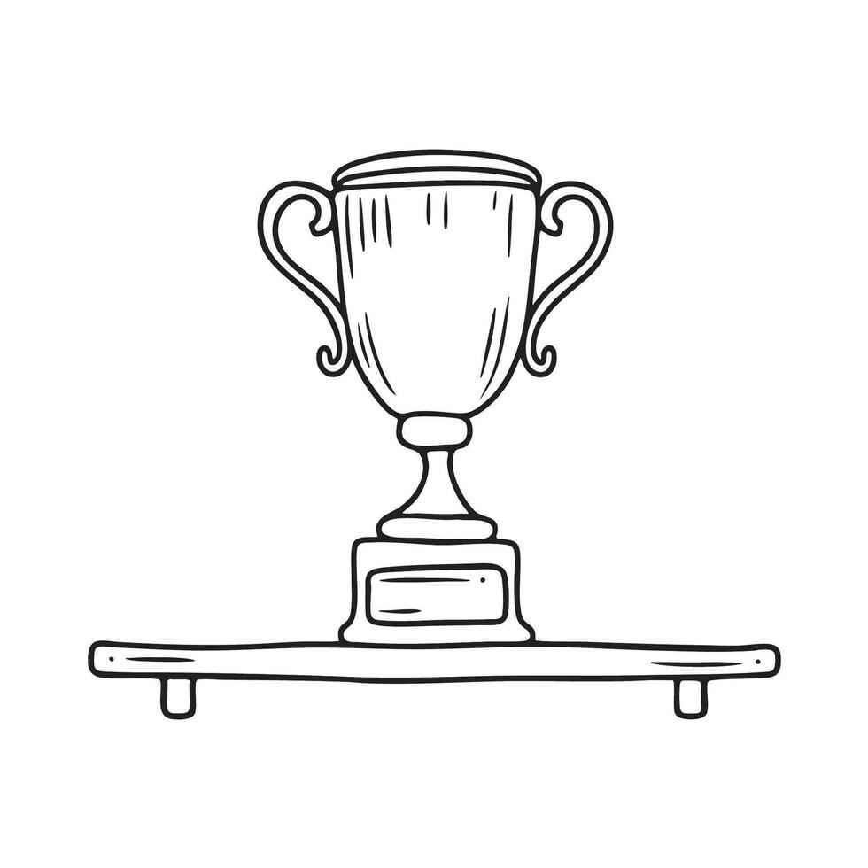 A trophy positioned at the edge of a shelf vector