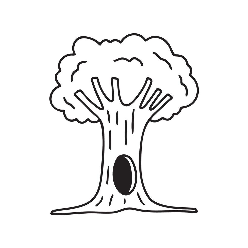 A tree with a hollow carved in its trunk vector