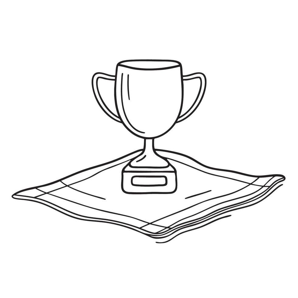 A cloth mat beneath a resting trophy vector