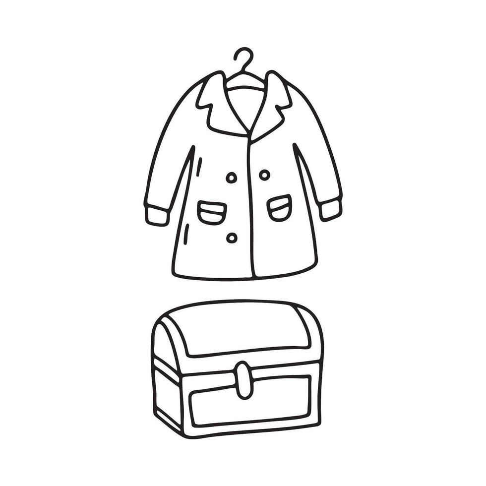 A trunk box under a hanging coat vector