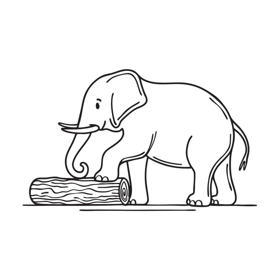 A trunk of an elephant picking up a small log vector