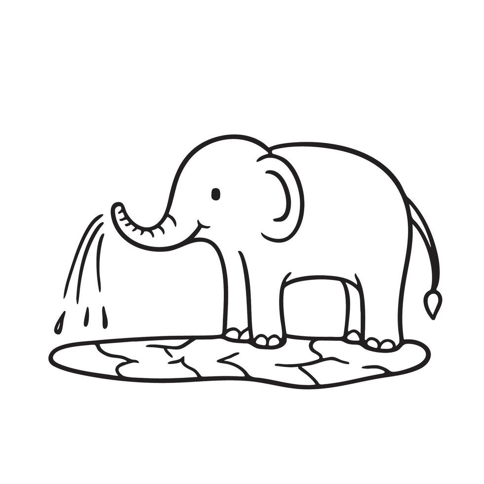 Water sprayed by an elephant trunk onto the ground vector