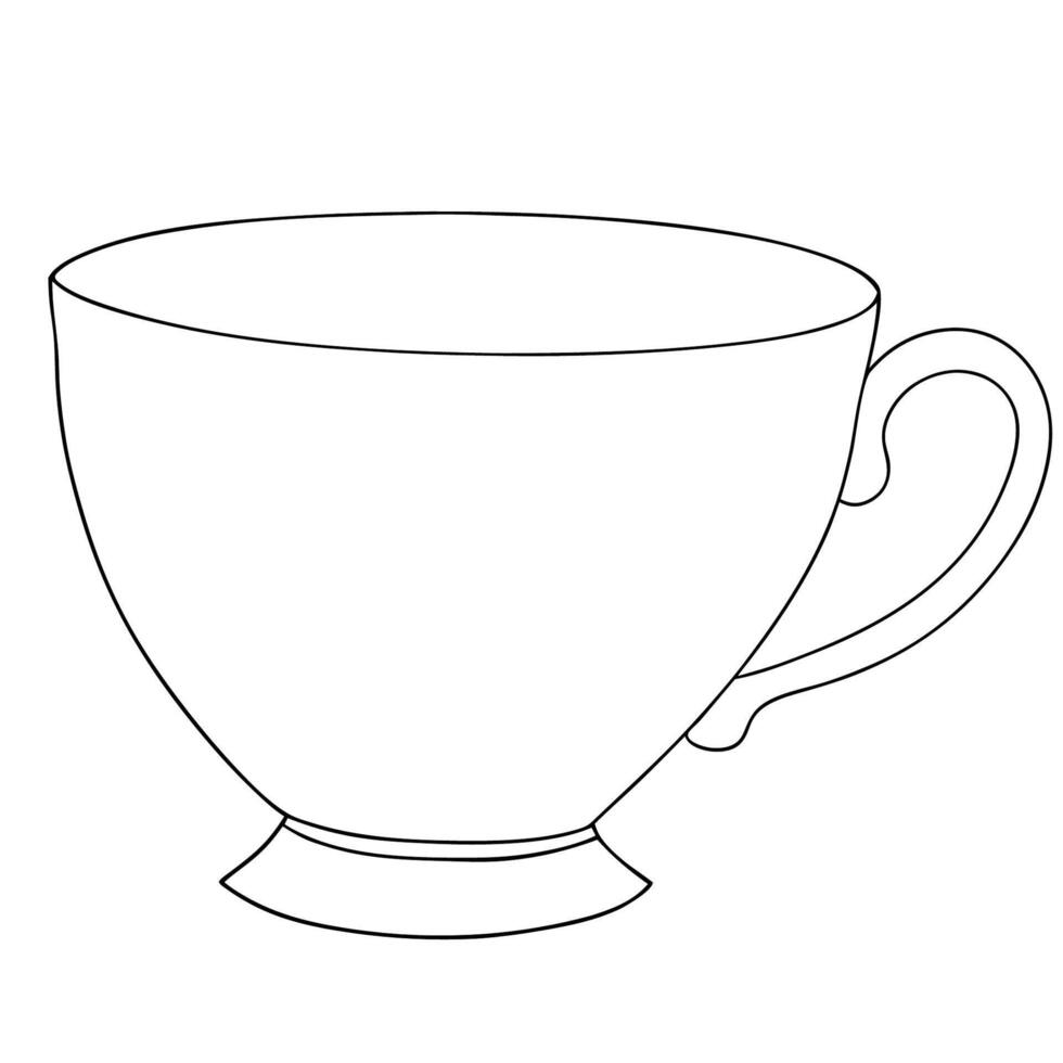 illustration of a simple teacup with handle suitable for coloring or design projects vector