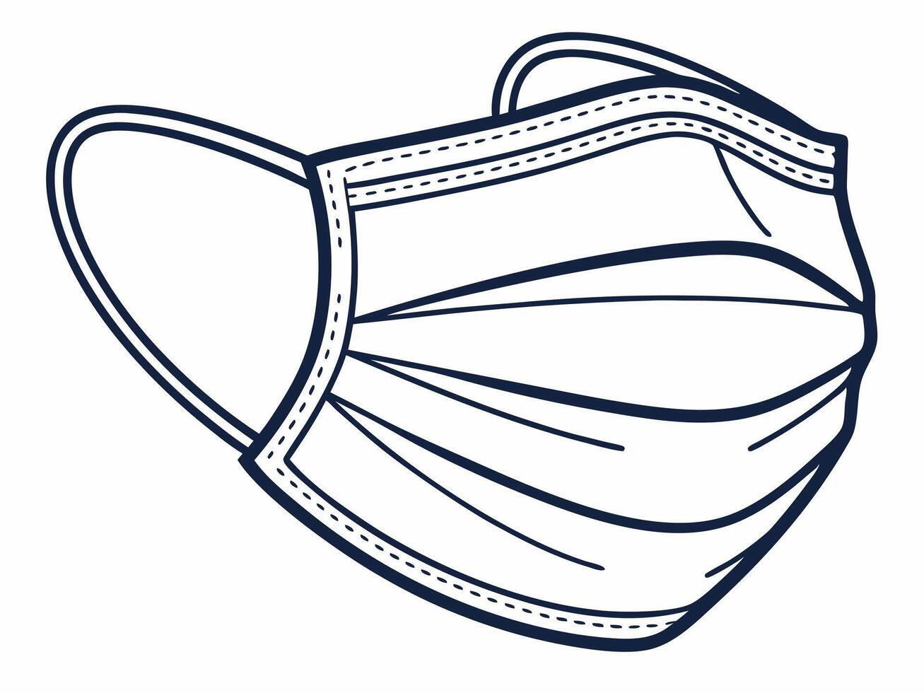 Minimalist illustration of a surgical face mask in a monochrome style suitable for design vector