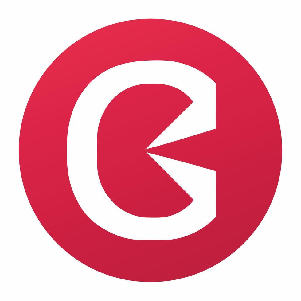 Modern abstract letter g logo design with red circle and white arrow creative shape. vector
