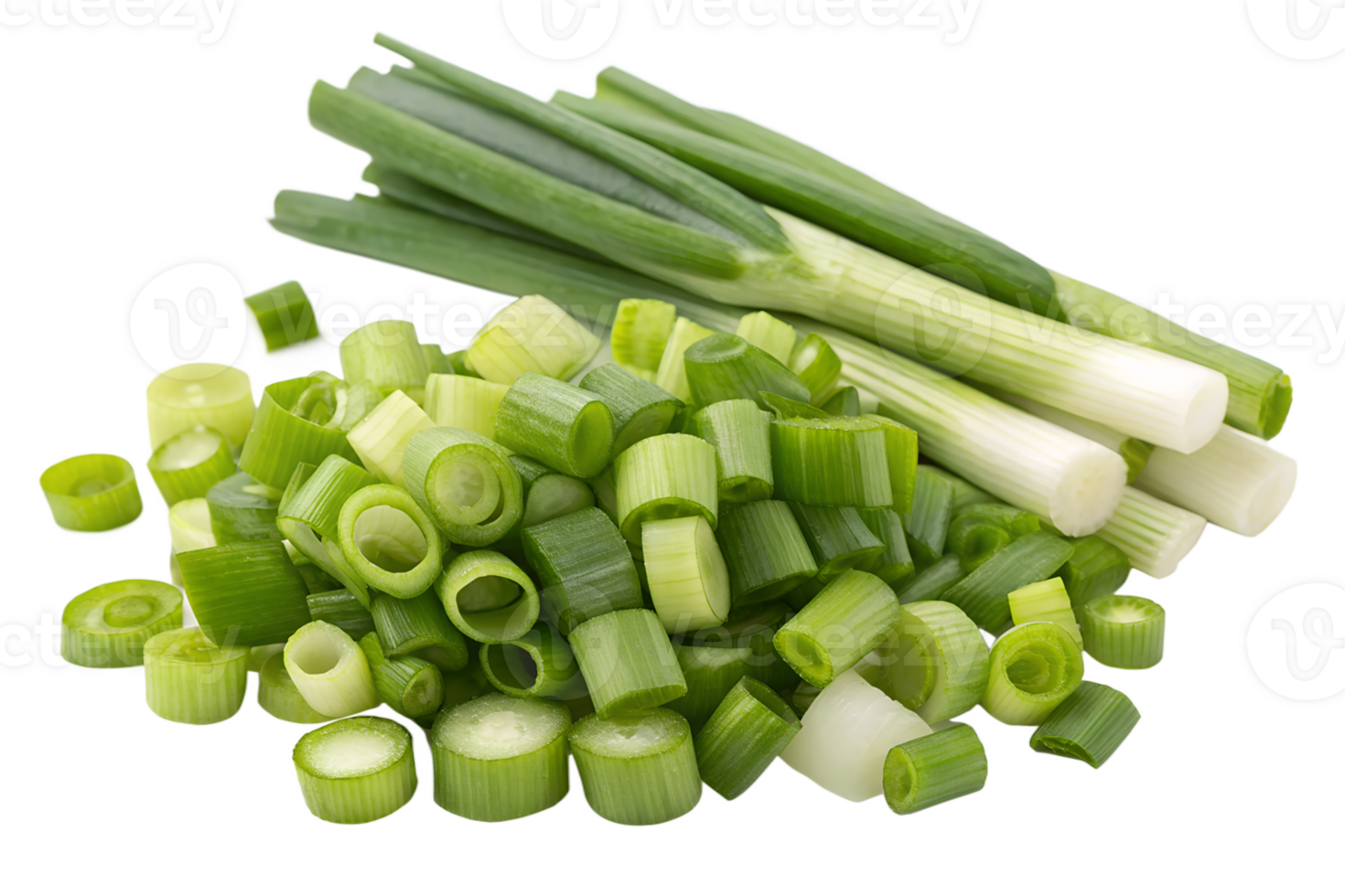 Freshly Chopped Green Onions, Ready for Cooking on transparent background png