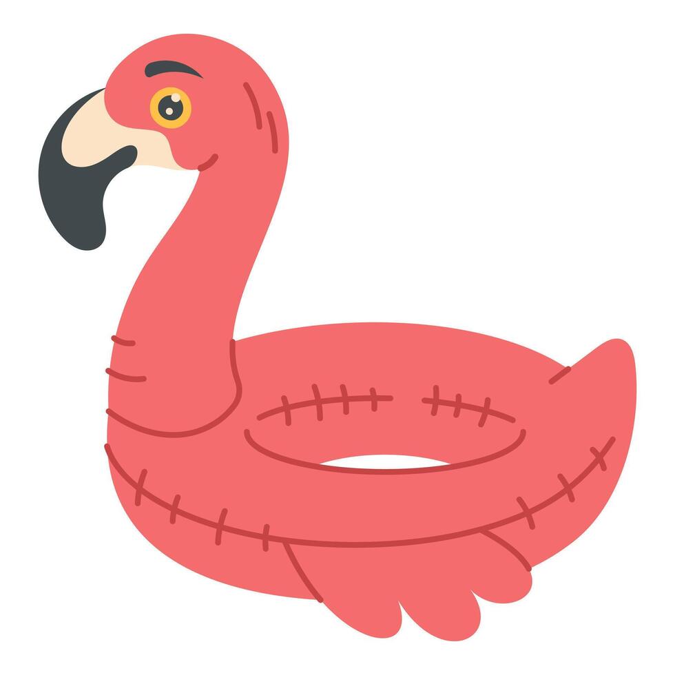Flamingo inflatable swimming ring on white background. Playful summer inflatable ring for beach design and pool party graphics vector