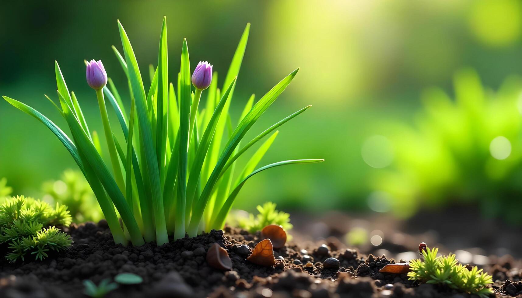 illustration of fresh chives growing in their natural environment photo
