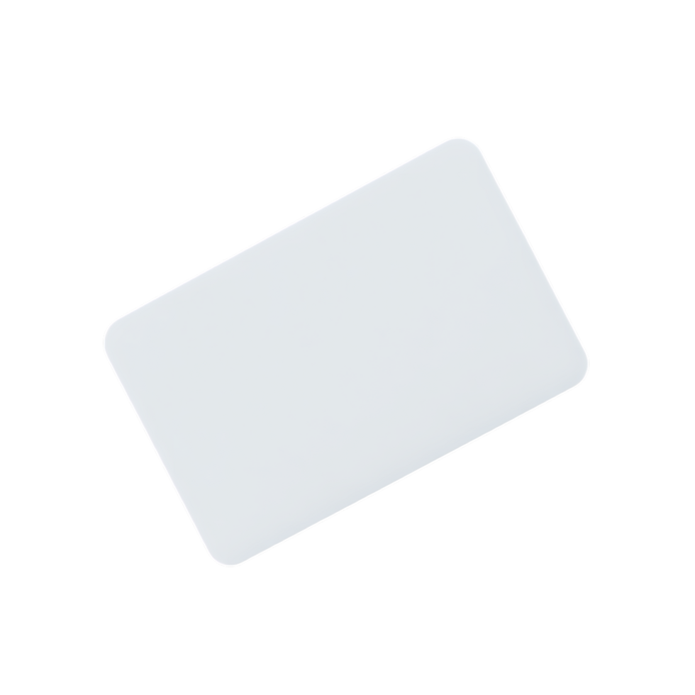 Blank white plastic card mockup isolated on transparent background png