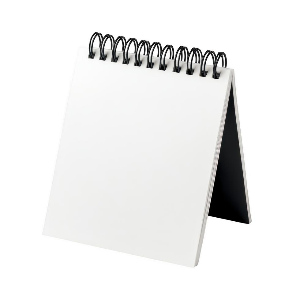 Blank spiral desk calendar isolated on transparent background png