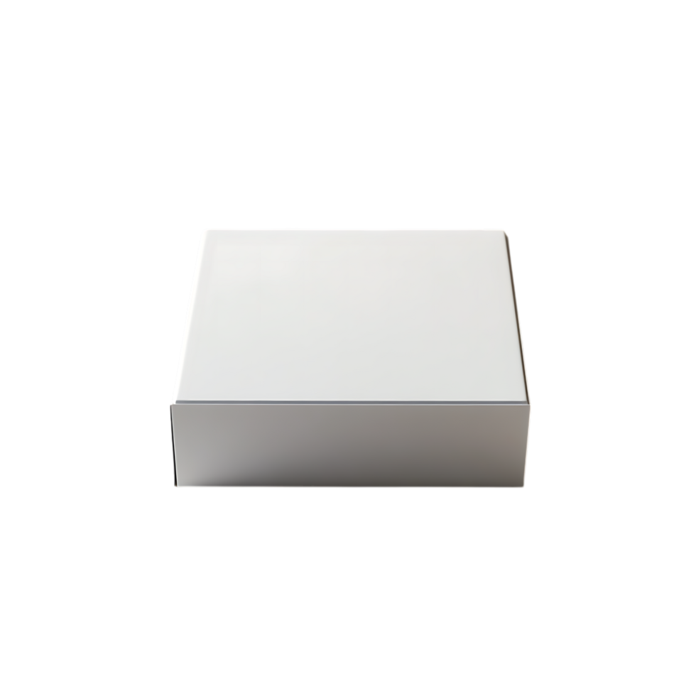 White square box packaging mockup isolated on transparent background png