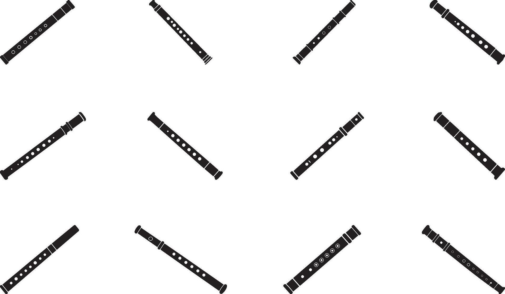 Pattern of Black Recorder Flute Illustrations on a White Background vector