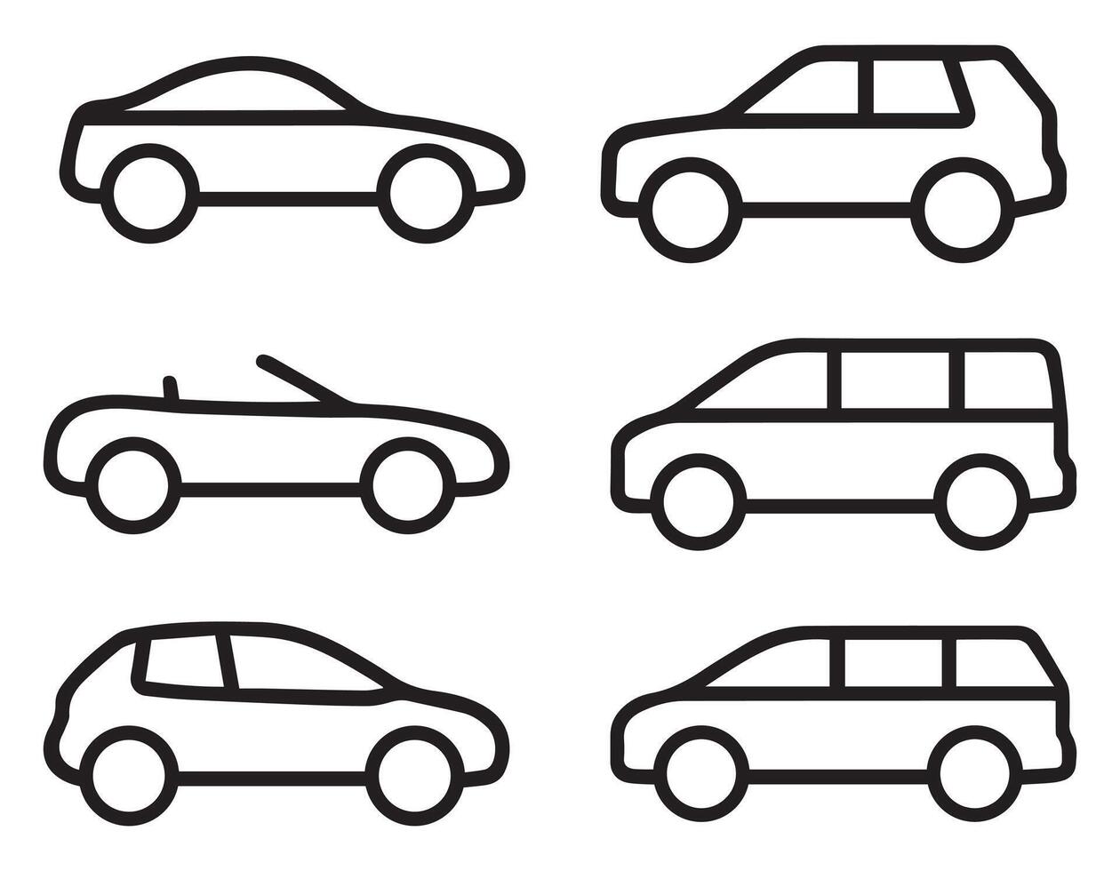 Outline car icon side view illustration vector