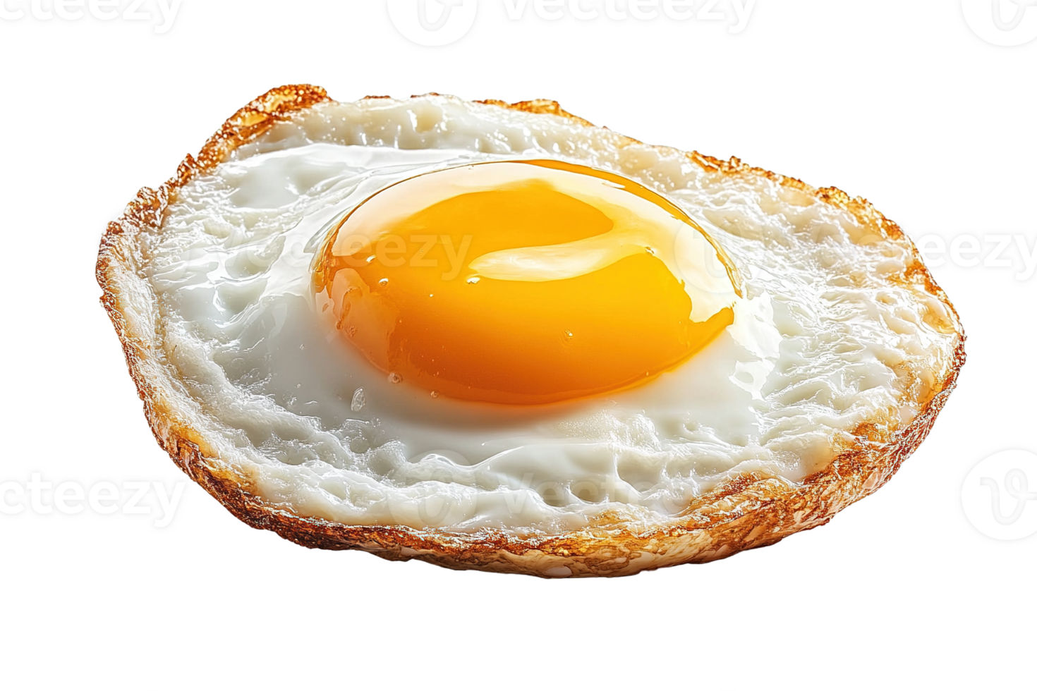 Perfectly Cooked Sunny Side Up Fried Egg with Crispy Edges and Glossy Yolk Isolated on Transparent Background png