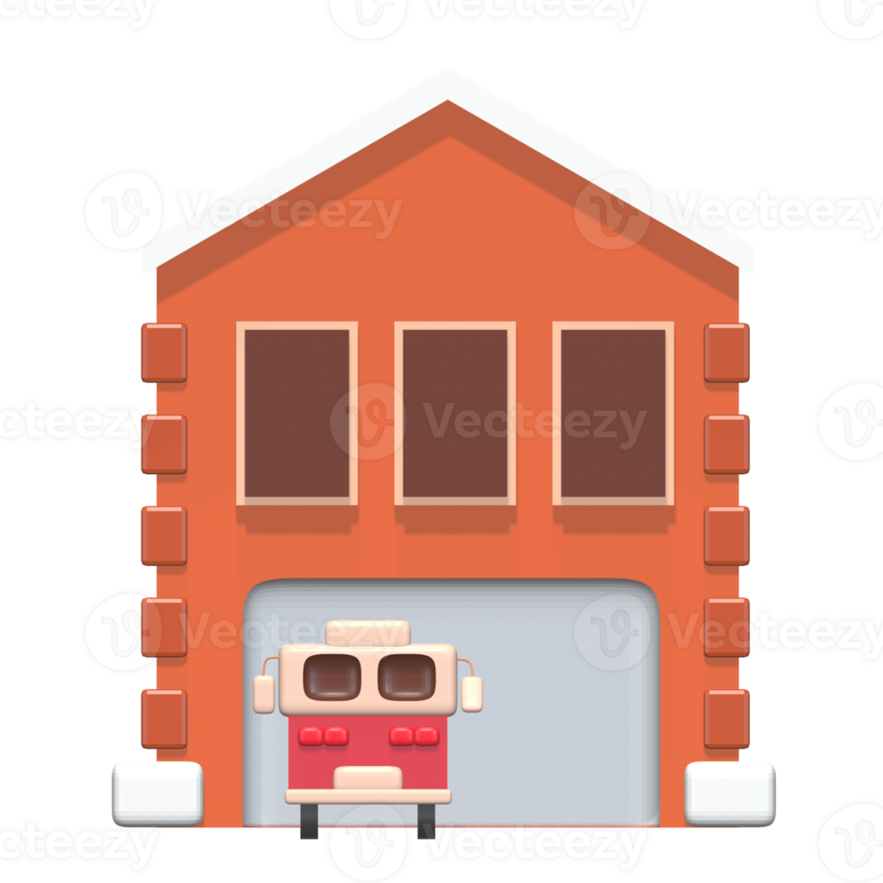 Fire station building 3d illustration png