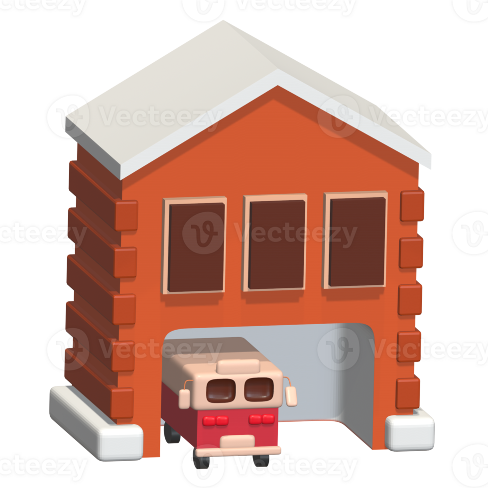 emergency fire truck 3d fire station illustration png