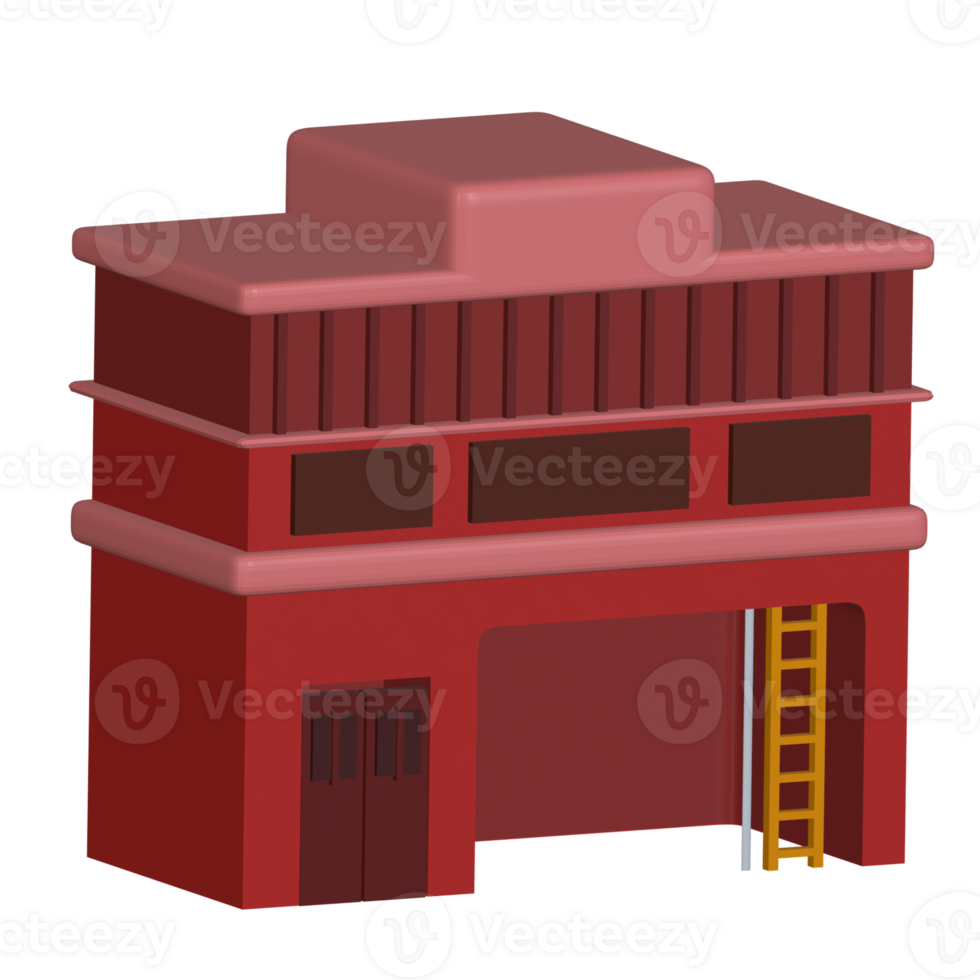 3D Firefighter Station Building Icon png